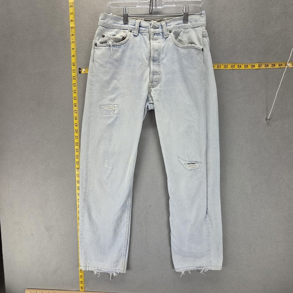 Vintage Levis 501 Jeans Mens Blue Straight Button Fly USA Altered Hem Fits 29x28